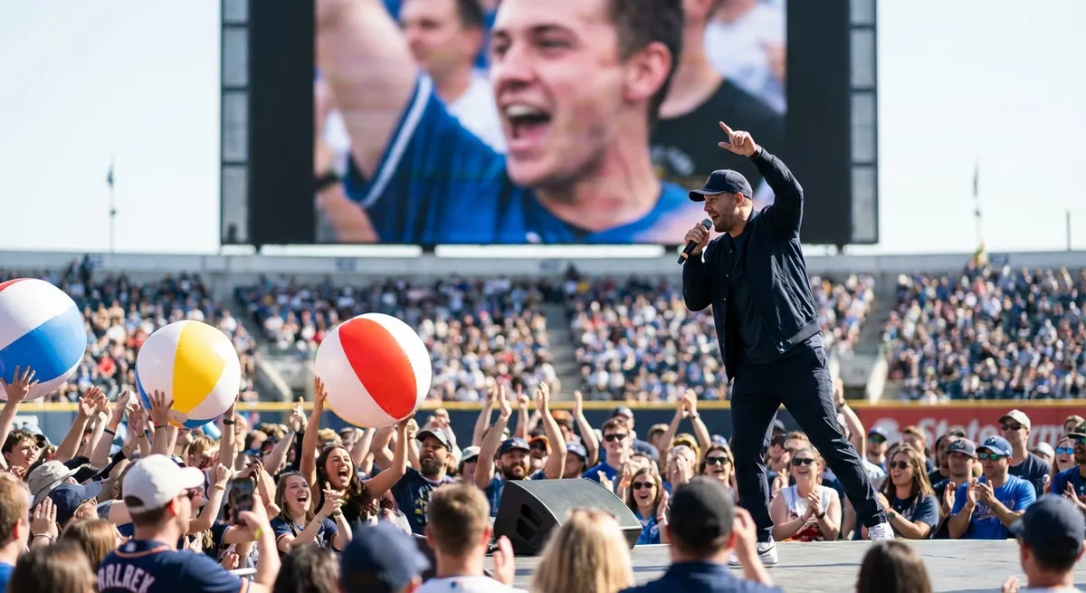 Sponsor affichant son logo lors d'une animation dans un stade