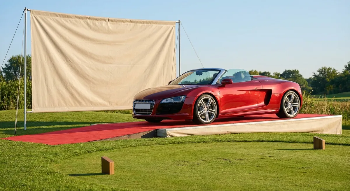Drapeau de golf sur un green avec lot à gagner
