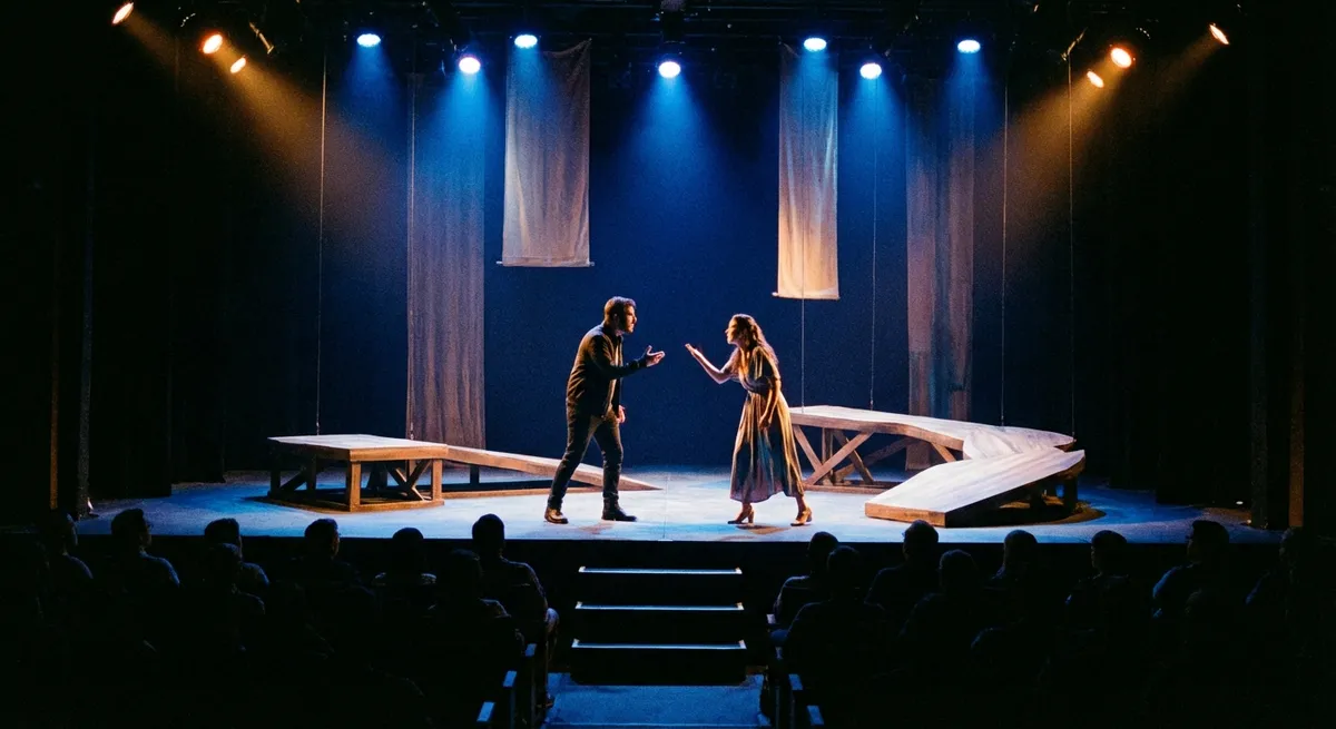 Spectacle sur scène avec éclairages