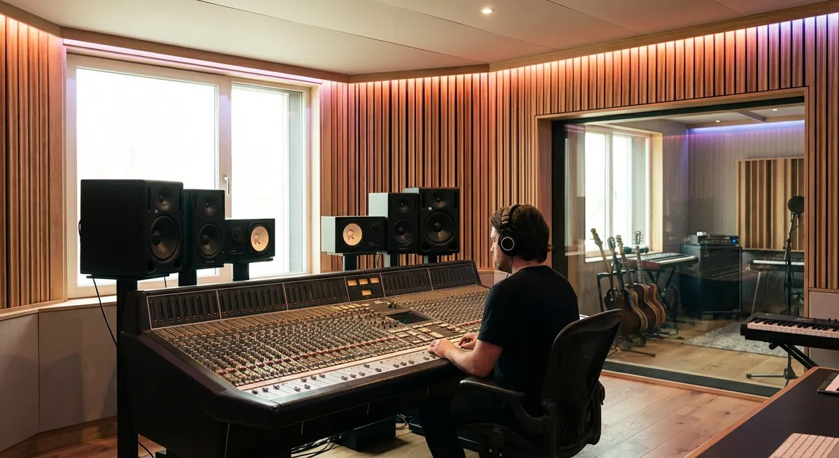 Ingénieur du son travaillant sur une console de mixage